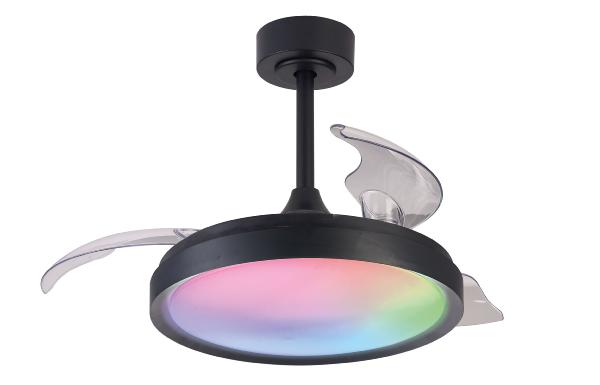 Ventilador Siberia Mini Mantra - Negro RGB Motor DC Luz LED Ø45-91cm.