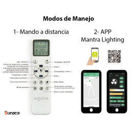 Ventilador Alaska Mantra - Negro Motor DC Luz LED Ø50-106cm.