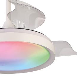 Ventilador Siberia Mini Mantra - Blanco RGB Motor DC Luz LED Ø45-91cm.