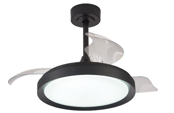 Ventilador Mistral Mini Mantra - Negro Motor DC Luz LED Ø45-91cm.