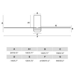 Ventilador Punt Tub M FARO Blanco Madera - sin luz. 130cm.Ø