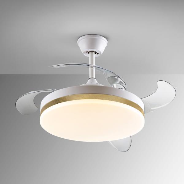 Ventilador VENTO Blanco/Oro - Schuller - Motor DC LED Ø100cm