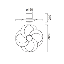 Ventilador Rose Mantra - Negro Motor DC Luz LED Ø65cm.