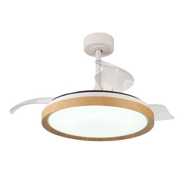 Ventilador Mistral Mantra - Blanco Madera Motor DC Luz LED Ø51-106cm.