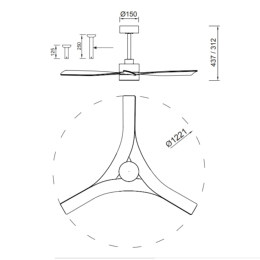 Ventilador Thai Mantra - Blanco Motor DC Luz LED Ø122cm.