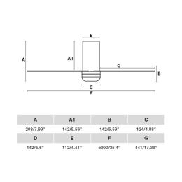 Ventilador Mini Punt Tub S FARO - Negro - Sin luz Ø90cm.