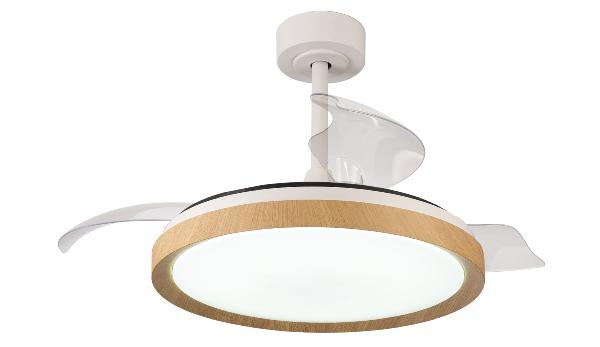 Ventilador Mistral Mantra - Blanco Madera Motor DC Luz LED Ø51-106cm.