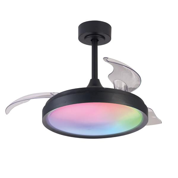 Ventilador Siberia Mini Mantra - Negro RGB Motor DC Luz LED Ø45-91cm.