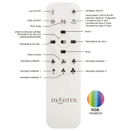 Ventilador Siberia Mini Mantra - Blanco RGB Motor DC Luz LED Ø45-91cm.