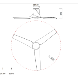 Ventilador Ushuaia Mantra - Blanco Motor DC Luz LED Ø133cm