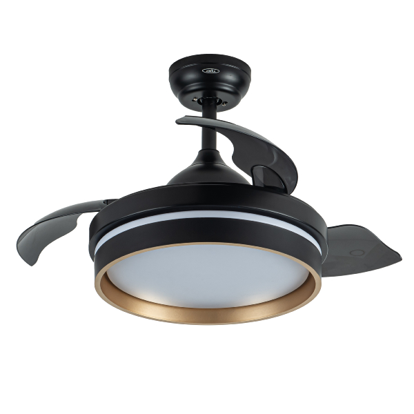 Ventilador Nalon Mini Negro Oro Fabrilamp - Motor DC Ø91cm