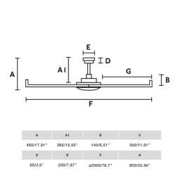 Ventilador Rotterdam 20 XL Luz LED Negro FARO - Ø200cm.