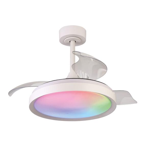 Ventilador Siberia Mini Mantra - Blanco RGB Motor DC Luz LED Ø45-91cm.