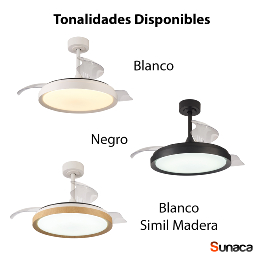 Ventilador Mistral Mini Mantra - Blanco Madera Motor DC Luz LED Ø45-91cm.