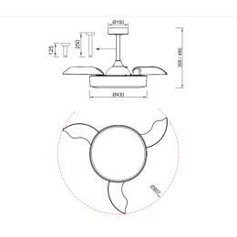 Ventilador Alaska Mini Mantra - Blanco Motor DC Luz LED Ø43-91cm.