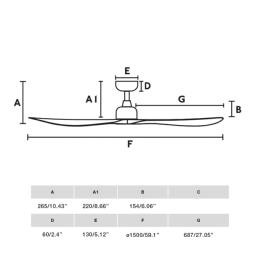 Ventilador Outwood L FARO - Blanco - IP44 Ø150cm.