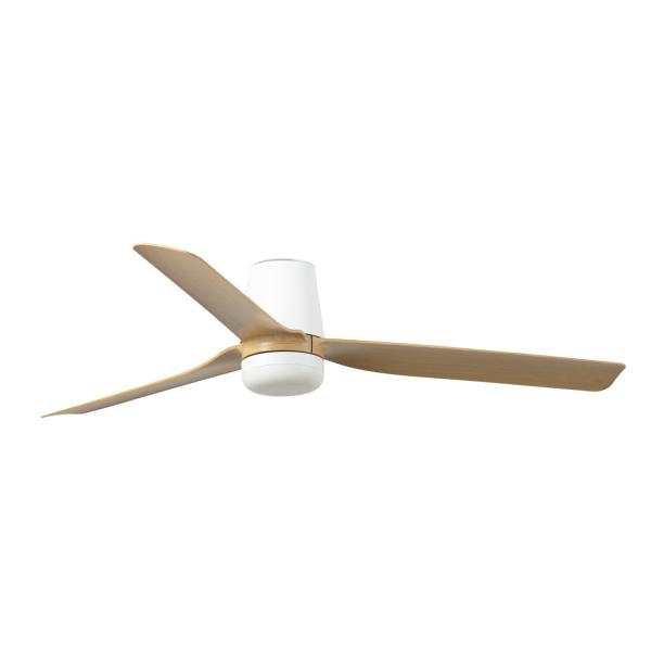 Ventilador Punt Tub M FARO Blanco Madera - Luz LED 130cm.Ø